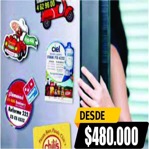 Juanimprime; diseño, impresion de imanes troquelados calibre 0.3 micras para nevera. 